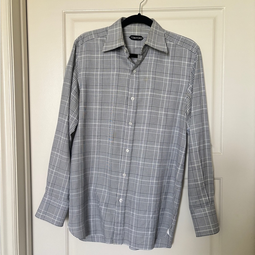 Men's Tom Ford Gray Checkered Shirt